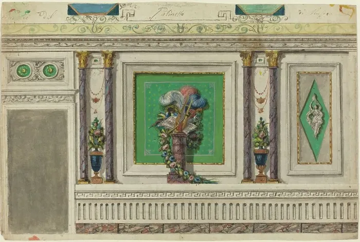 Framed Print : Design for a Wall of a Music Room [recto]. Creator: Unknown