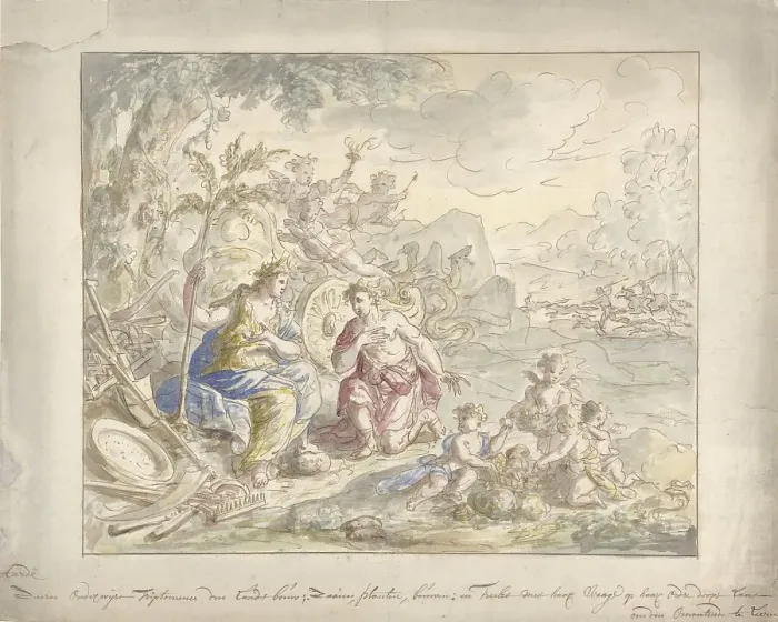 Framed Print : Design for a wall painting with allegory of the Earth, 1677-1755. Creator: Elias van Nijmegen Framed Print : Design for a wall painting with allegory of the Earth, 1677-1755. Creator: Elias van Nijmegen