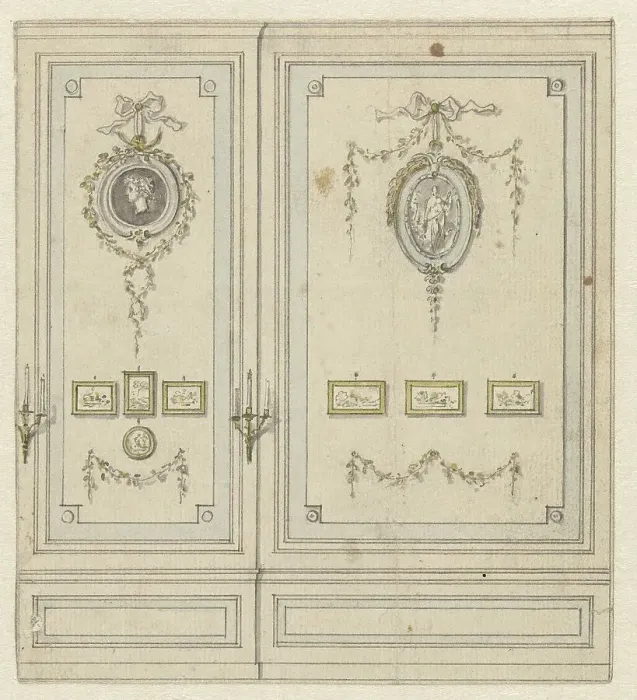 Framed Print : Design for part of a wall painting for the Van Hasselt side room, c.1752-c.1819. Creator: Juriaan Andriessen Framed Print : Design for part of a wall painting for the Van Hasselt side room, c.1752-c.1819. Creator: Juriaan Andriessen