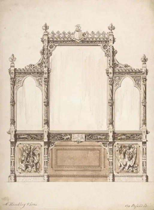 Framed Print : Design for Wall with Wooden Trim, 1841-84. Creator: Charles Hindley & Sons Framed Print : Design for Wall with Wooden Trim, 1841-84. Creator: Charles Hindley & Sons