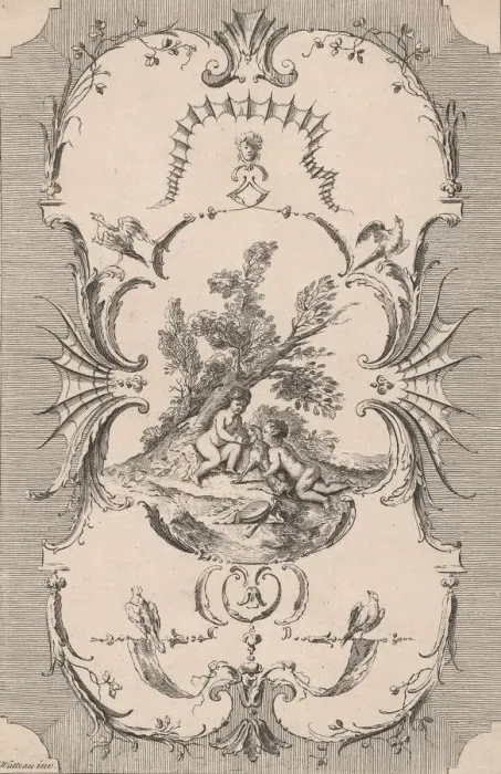 Framed Print : Design for Wallpaper L Innocent Badinage, or Boys at Play, ca. 1745-50. ca Framed Print : Design for Wallpaper L Innocent Badinage, or Boys at Play, ca. 1745-50. ca