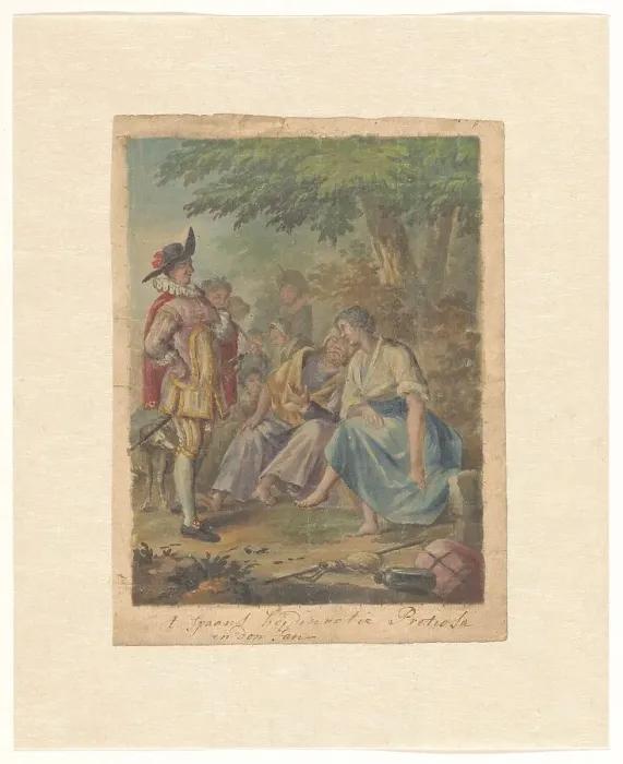 Framed Print : Design for wallpaper or painting with the Spanish Heidin Preciosa and Don Juan, 1719-1775 Creator: Ruik Keyert Framed Print : Design for wallpaper or painting with the Spanish Heidin Preciosa and Don Juan, 1719-1775 Creator: Ruik Keyert