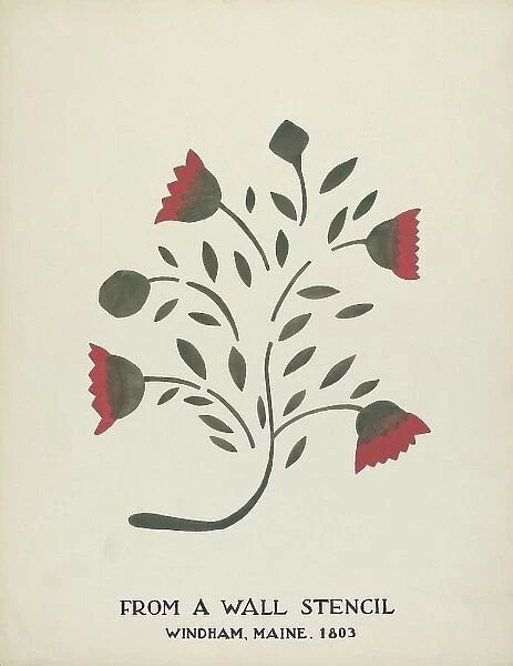 Design from Windham, Maine 1803: From Proposed Portfolio 'Maine Wall Stencils', 1935 / 1942. Creator: Mildred E Bent. Design from Windham, Maine 1803: From Proposed Portfolio 'Maine Wall Stencils', 1935 / 1942. Creator: Mildred E Bent