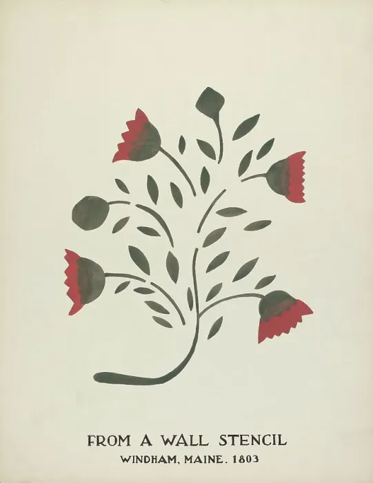 Framed Print : Design from Windham, Maine 1803: From Proposed Portfolio Maine Wall Stencils, 1935 / 1942. Creator: Mildred E Bent. Design from Windham, Maine 1803: From Proposed Portfolio Maine Wall Stencils, 1935 / 1942. Creator: Mildred E Bent Framed Print : Design from Windham, Maine 1803: From Proposed Portfolio Maine Wall Stencils, 1935 / 1942. Creator: Mildred E Bent. Design from Windham, Maine 1803: From Proposed Portfolio Maine Wall Stencils, 1935 / 1942. Creator: Mildred E Bent