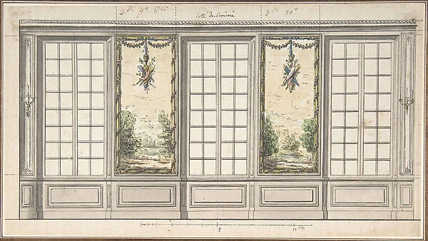 Design for a Windowed Wall with Decorative Panels, mid-18th century. Creator: Anon