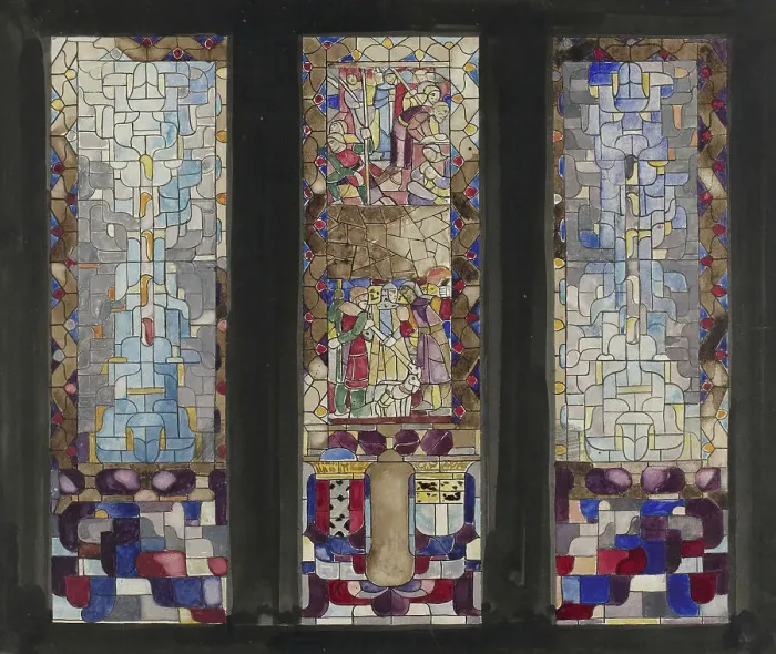Framed Print : Design for three windows in the City Hall in Amsterdam, 1878-1938. Creator: Richard Roland Holst Framed Print : Design for three windows in the City Hall in Amsterdam, 1878-1938. Creator: Richard Roland Holst