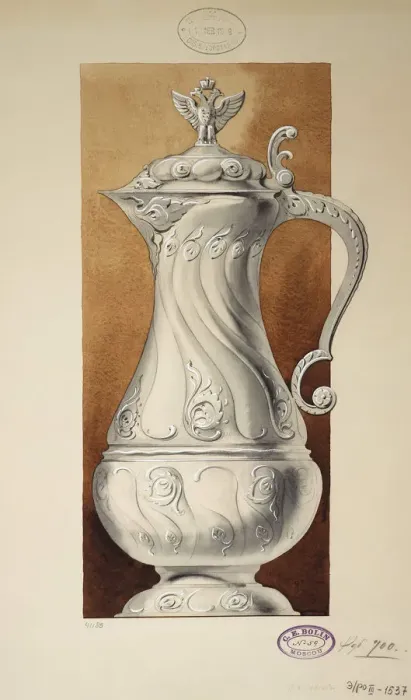 Framed Print : Design of a Wine Jug. (Series The Dowry of Grand Princess Maria Pavlovna), 1907-1908. Artist: Carl Edvard Bolin company Framed Print : Design of a Wine Jug. (Series The Dowry of Grand Princess Maria Pavlovna), 1907-1908. Artist: Carl Edvard Bolin company