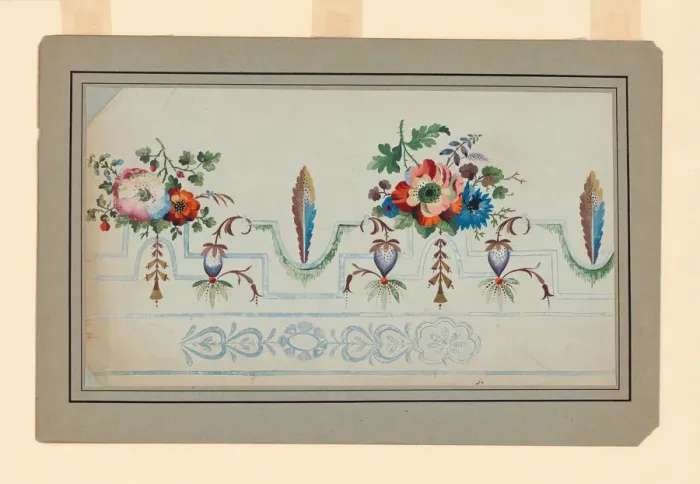 Framed Print : Design for a Woven or Embroidered Fabric, France, early 19th century. Creator: Unknown Framed Print : Design for a Woven or Embroidered Fabric, France, early 19th century. Creator: Unknown