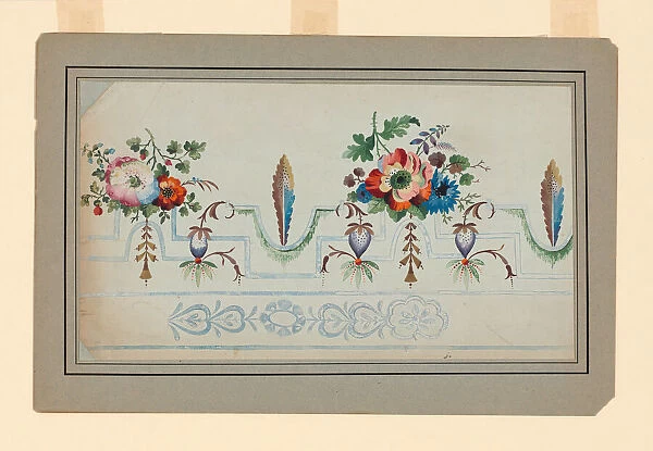 Design for a Woven or Embroidered Fabric, France, early 19th century. Creator: Unknown