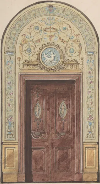 Framed Print : Designs for Arched Doorway, 19th century. Creator: Charles Monblond Framed Print : Designs for Arched Doorway, 19th century. Creator: Charles Monblond