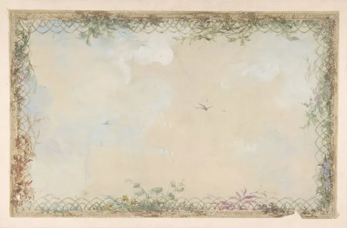 Framed Print : Designs for Ceilings with Clouds and Birds, 19th century. Creator: Charles Monblond