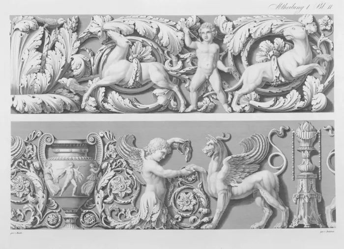 Framed Print : Designs for classical friezes, from Precision Book of Drawings, 1856. Creator Framed Print : Designs for classical friezes, from Precision Book of Drawings, 1856. Creator
