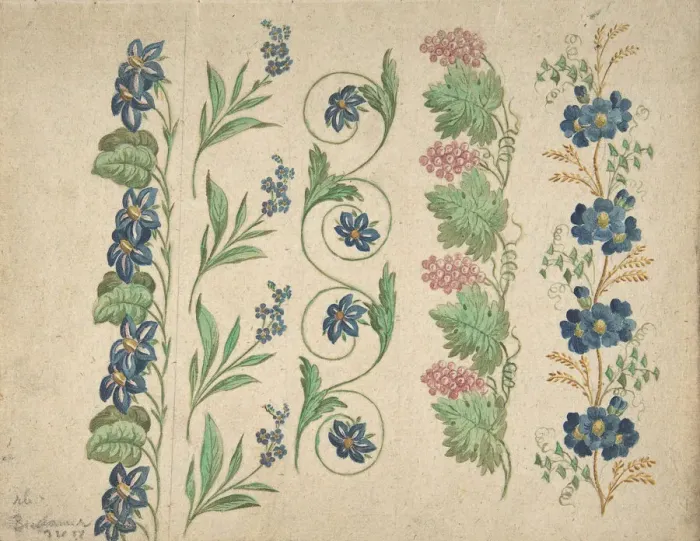 Framed Print : Designs for Embroidery, 19th century. Creator: Anon Framed Print : Designs for Embroidery, 19th century. Creator: Anon