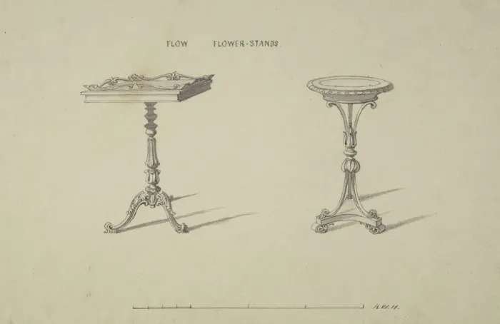 Framed Print : Two Designs for Flower Stands, 1835-1900. Creator: Robert William Hume Framed Print : Two Designs for Flower Stands, 1835-1900. Creator: Robert William Hume