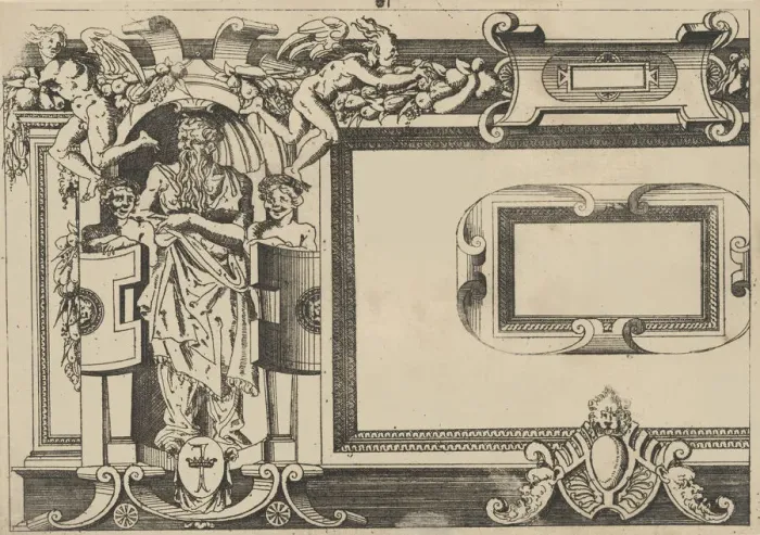 Framed Print : Designs for frames after the Galerie de Francois 1er at Fontainebleau, 1542-47 Framed Print : Designs for frames after the Galerie de Francois 1er at Fontainebleau, 1542-47