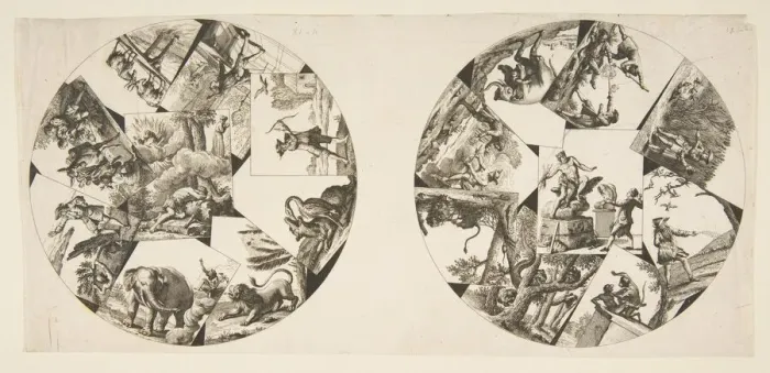 Framed Print : Designs for Plates Taken from Oudrys Illustrations to La Fontaines Fables, after 1755 Framed Print : Designs for Plates Taken from Oudrys Illustrations to La Fontaines Fables, after 1755