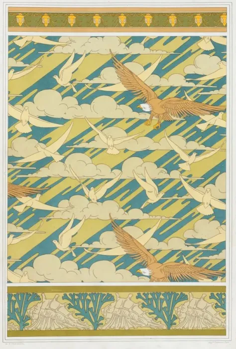 Framed Print : Designs for wallpaper border Squash Bug, pub. 1897. Creator: Maurice Pillard Verneuil