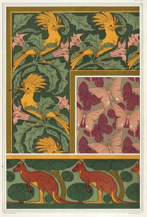 Framed Print : Designs for wallpaper borders and silk fabric, pub. 1897. Creator: Maurice Pillard Verneuil Framed Print : Designs for wallpaper borders and silk fabric, pub. 1897. Creator: Maurice Pillard Verneuil