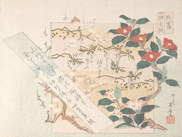 Designs of Writing-Paper with Flowers, 19th century. 19th century. Creator: Shinsai