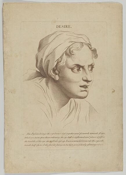 Desire (from Heads Representing the Various Passions of the Soul; as they are Expressed in... 1765. Creator: Anon)