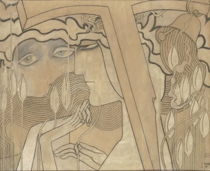 Framed Print : Desire and Satisfaction, 1893. Artist: Toorop, Jan (1858-1928) Framed Print : Desire and Satisfaction, 1893. Artist: Toorop, Jan (1858-1928)