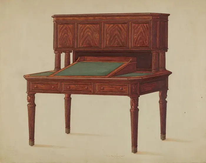 Framed Print : Desk, 1935 / 1942. Creator: Frank Wenger Framed Print : Desk, 1935 / 1942. Creator: Frank Wenger