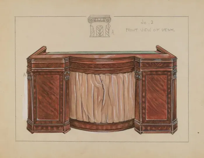 Framed Print : Desk, 1935 / 1942. Creator: Lawrence Phillips Framed Print : Desk, 1935 / 1942. Creator: Lawrence Phillips