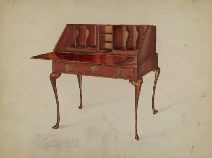 Framed Print : Desk, 1935 / 1942. Creator: Ruth Bialostosky Framed Print : Desk, 1935 / 1942. Creator: Ruth Bialostosky