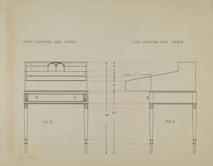 Framed Print : Desk, 1935 / 1942. Creator: Unknown Framed Print : Desk, 1935 / 1942. Creator: Unknown