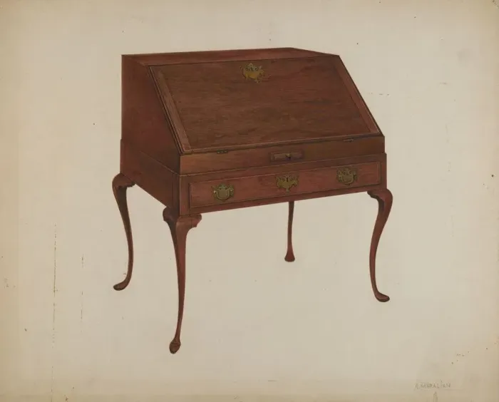 Framed Print : Desk, 1938. Creator: Arsen Maralian Framed Print : Desk, 1938. Creator: Arsen Maralian