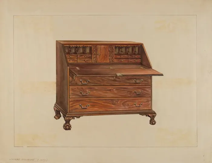 Framed Print : Desk, c. 1936. Creator: Isadore Goldberg Framed Print : Desk, c. 1936. Creator: Isadore Goldberg