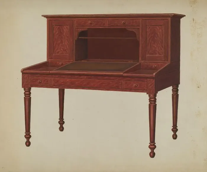 Framed Print : Desk, c. 1937. Creator: Frank Wenger Framed Print : Desk, c. 1937. Creator: Frank Wenger