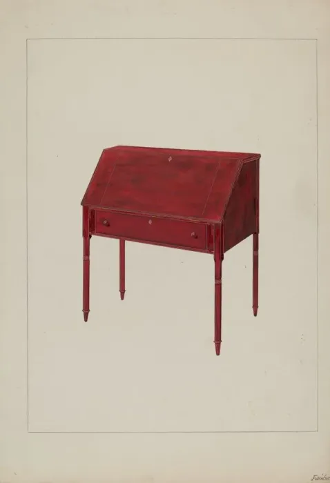 Framed Print : Desk, c. 1937. Creator: George Fairbanks Framed Print : Desk, c. 1937. Creator: George Fairbanks