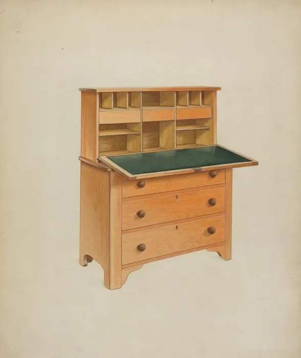 Framed Print : Desk, c. 1937. Creator: Winslow Rich Framed Print : Desk, c. 1937. Creator: Winslow Rich