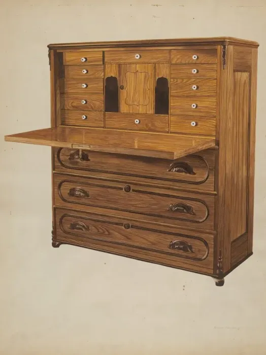 Framed Print : Desk, c. 1938. Creator: Einar Heiberg
