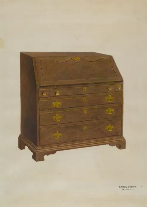 Framed Print : Desk, c. 1938. Creator: Samuel Fineman Framed Print : Desk, c. 1938. Creator: Samuel Fineman