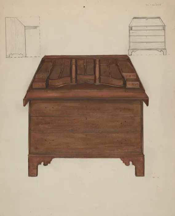 Framed Print : Desk, c. 1940. Creator: Edna C. Rex Framed Print : Desk, c. 1940. Creator: Edna C. Rex