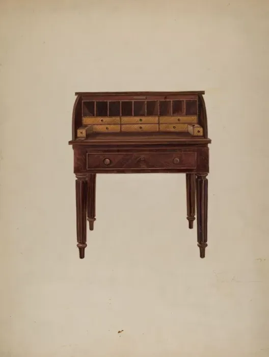 Framed Print : Desk, c. 1940. Creator: Marie Alain Framed Print : Desk, c. 1940. Creator: Marie Alain