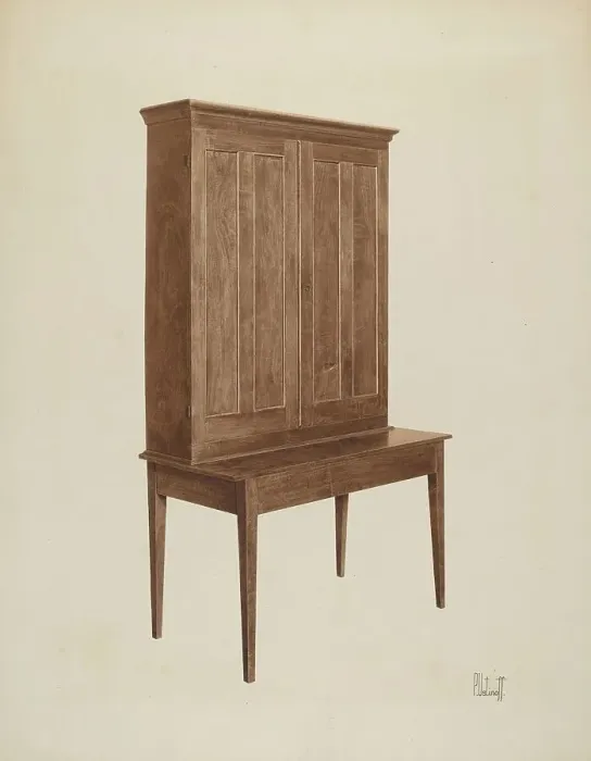 Framed Print : Desk, c. 1940. Creator: Peter C. Ustinoff Framed Print : Desk, c. 1940. Creator: Peter C. Ustinoff