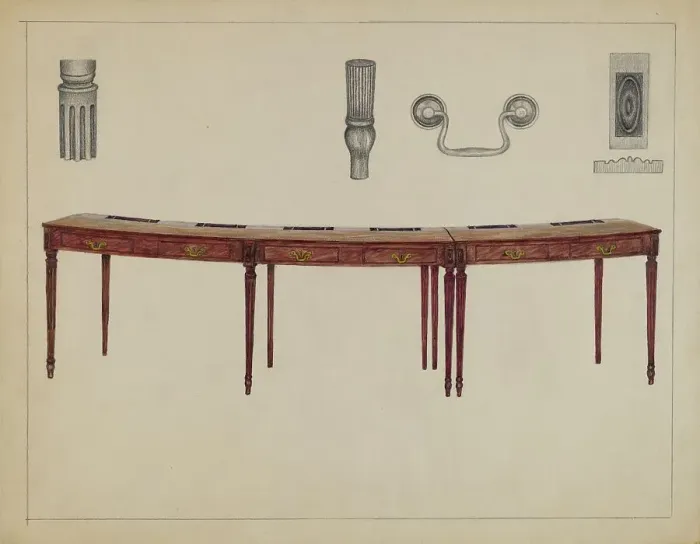 Framed Print : Desk (in two sections) Used by Members of Congress, 1936. Creator: Rollington Campbell Framed Print : Desk (in two sections) Used by Members of Congress, 1936. Creator: Rollington Campbell