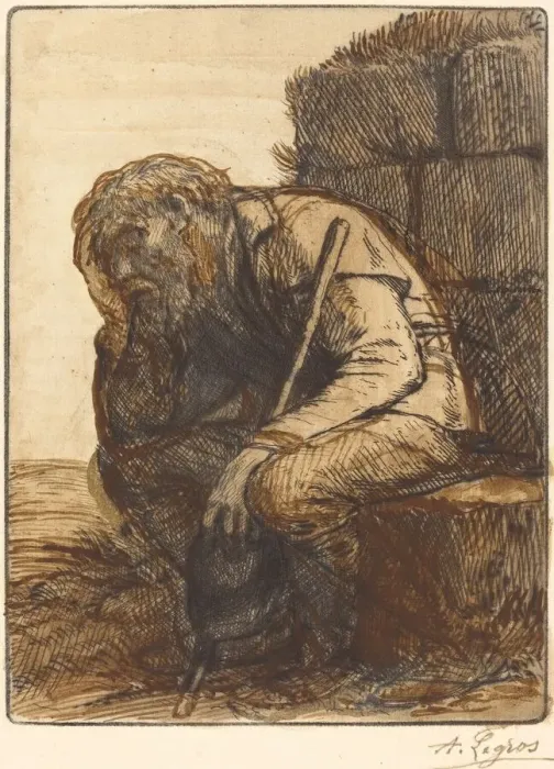 Framed Print : Desperate Man (Le desespere). Creator: Alphonse Legros Framed Print : Desperate Man (Le desespere). Creator: Alphonse Legros