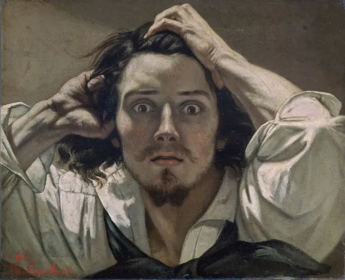 Framed Print : Desperate, Self-portrait, 1841. Artist: Gustave Courbet Framed Print : Desperate, Self-portrait, 1841. Artist: Gustave Courbet