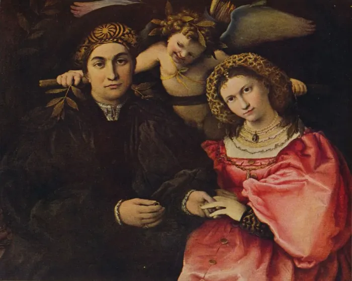 Framed Print : Desposorio, (Micer Cassotti Marsilio and his wife Faustina), 1523, c1934. Artist: Lorenzo Lotto Framed Print : Desposorio, (Micer Cassotti Marsilio and his wife Faustina), 1523, c1934. Artist: Lorenzo Lotto