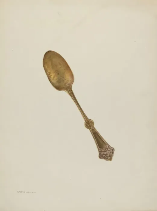 Framed Print : Dessert Spoon, c. 1940. Creator: Frank M Keane Framed Print : Dessert Spoon, c. 1940. Creator: Frank M Keane