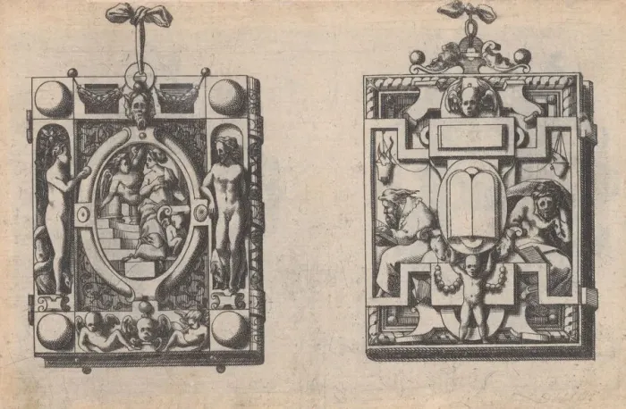 Framed Print : Dessins de Joaillerie et de Bijouterie, ca. 1600-1645. Creator: Rene Boyvin Framed Print : Dessins de Joaillerie et de Bijouterie, ca. 1600-1645. Creator: Rene Boyvin