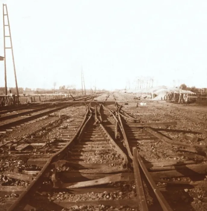 Framed Print : Destroyed railway tracks, Roeselare, Flanders, Belgium, c1914-c1918 Framed Print : Destroyed railway tracks, Roeselare, Flanders, Belgium, c1914-c1918