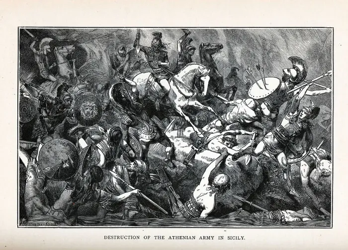 Framed Print : Destruction of the Athenian Army in Sicily, 1882. Artist: Vogel, Hermann (1854-1921) Framed Print : Destruction of the Athenian Army in Sicily, 1882. Artist: Vogel, Hermann (1854-1921)