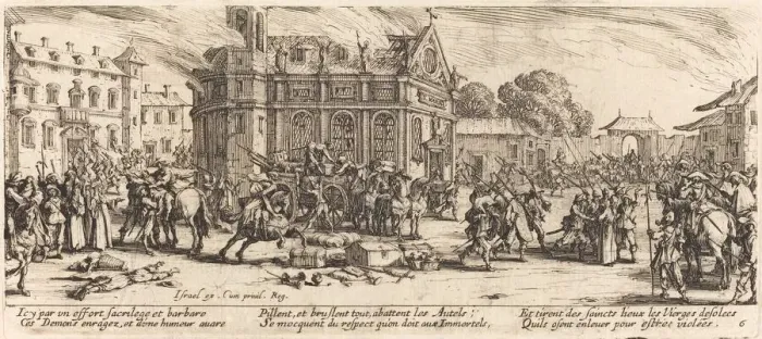 Framed Print : Destruction of a Convent, c. 1633. Creator: Jacques Callot Framed Print : Destruction of a Convent, c. 1633. Creator: Jacques Callot