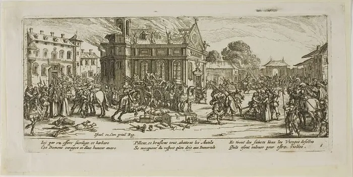 Framed Print : Destruction of a Convent, plate six from The Large Miseries of War, n.d. Creator: Gerard van Schagen Framed Print : Destruction of a Convent, plate six from The Large Miseries of War, n.d. Creator: Gerard van Schagen