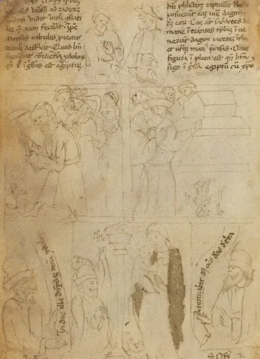 Framed Print : The Destruction of the Egyptian Idols [verso], early 15th century. Creator: Unknown